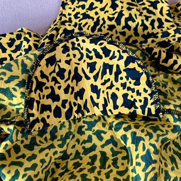 Vintage Silk Animal Cheetah Leopard Print Silk Blouse Long Sleeve Witchy Fairy - Picture 13 of 17